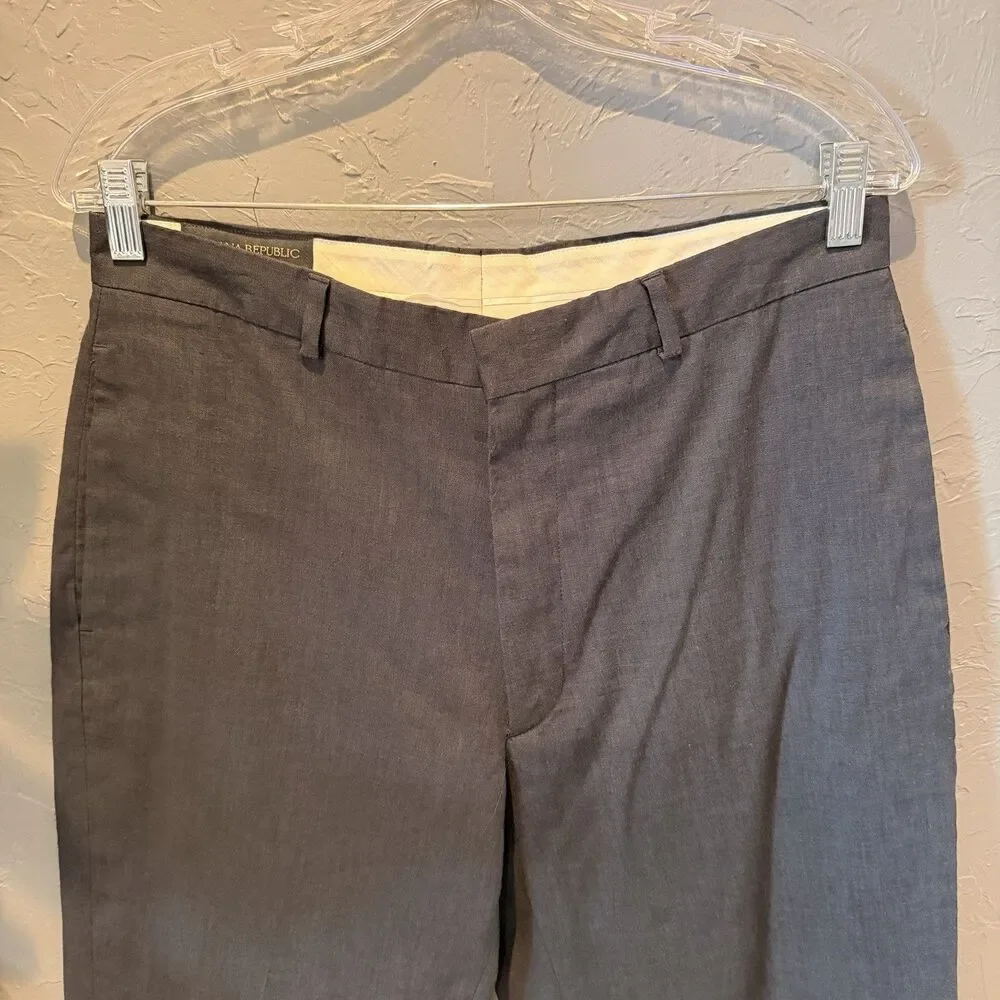 Banana Republic 31R Mens Gray Linen Dress Pants Old Money Preppy Business Casual